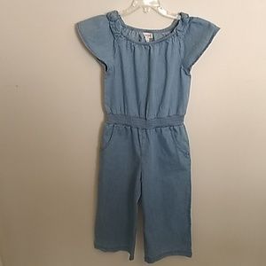 Girls Chambray Jumpsuit - blue S(6/6x)